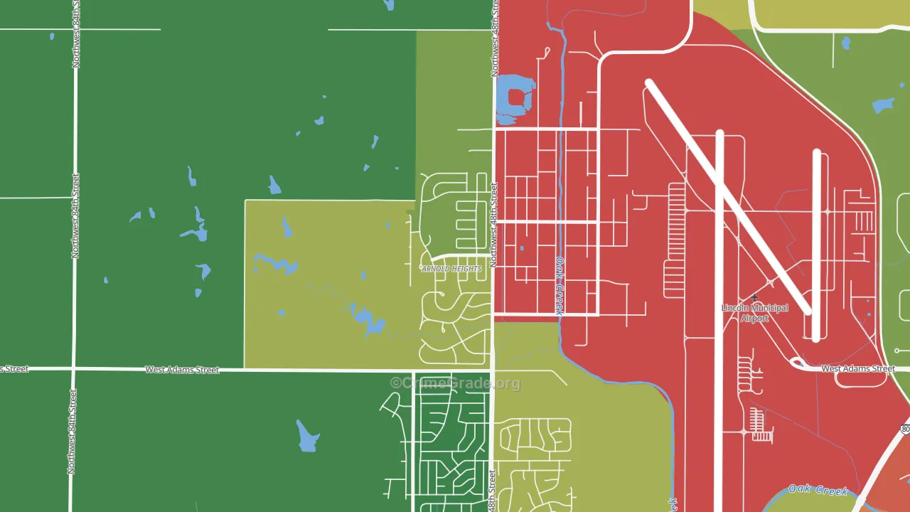 Arnold Heights, Lincoln, NE Map of Burglary Rates