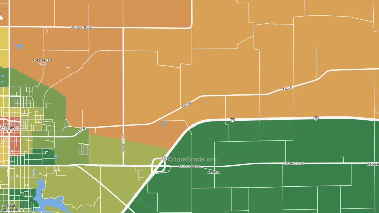 Arnold, IL Map of Burglary Rates