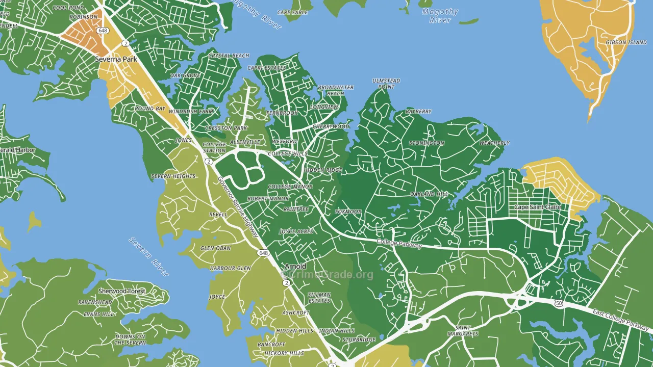 Arnold, MD Map of Burglary Rates