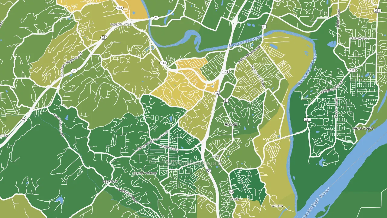 Arnold, MO Map of Burglary Rates