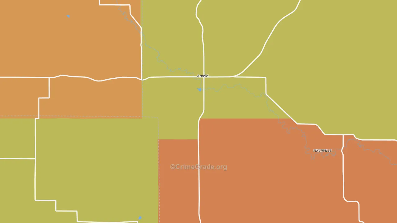 Arnold, NE Map of Burglary Rates