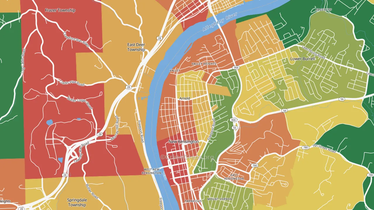 Arnold, PA Map of Burglary Rates