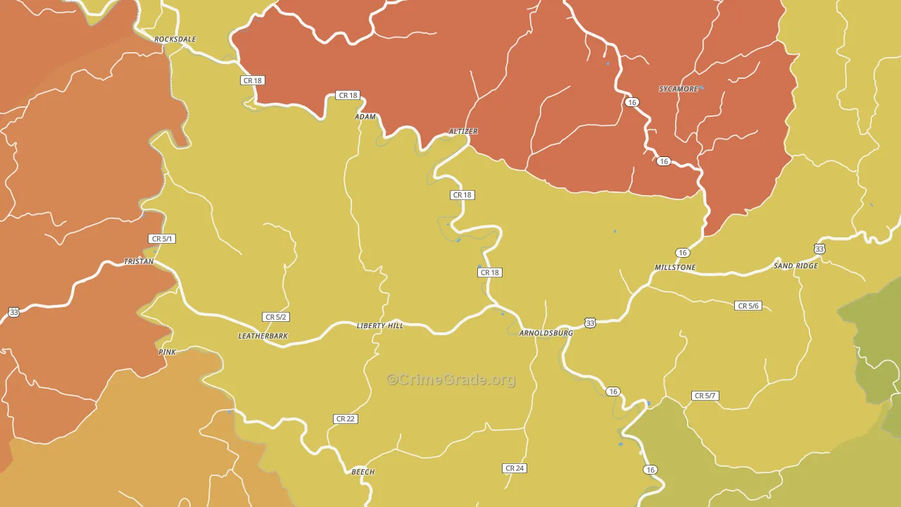Arnoldsburg, WV Map of Burglary Rates
