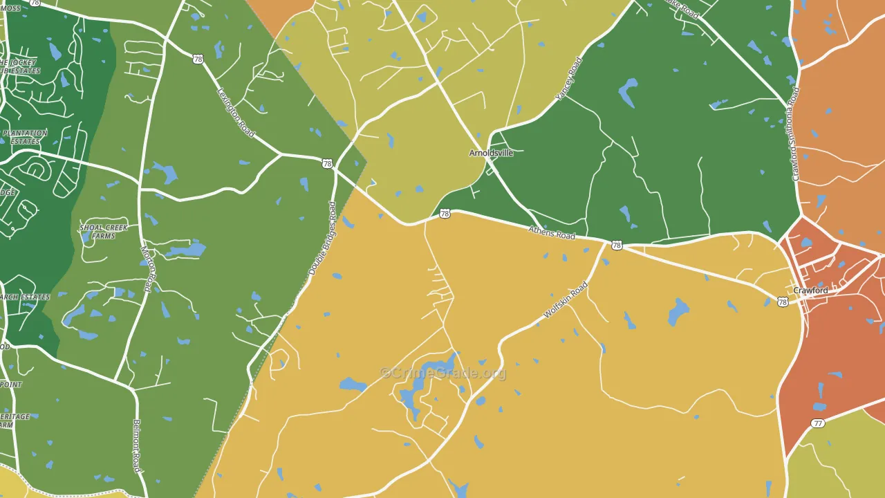 Arnoldsville, GA Map of Burglary Rates