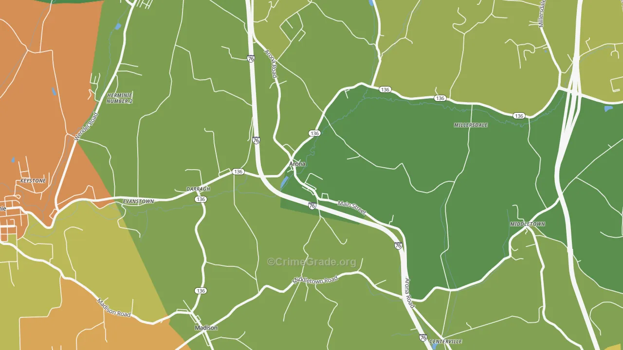 Arona, PA Map of Burglary Rates