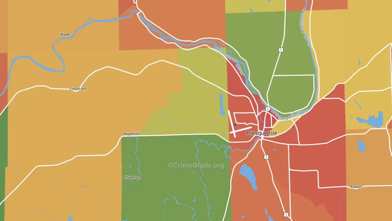 Aroostook County, ME Map of Burglary Rates