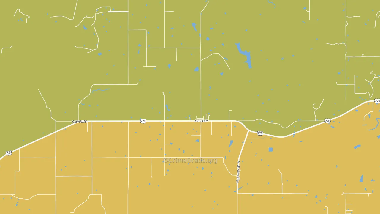 Arpelar, OK Map of Burglary Rates