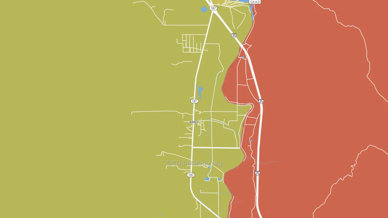 Arrey, NM Map of Burglary Rates