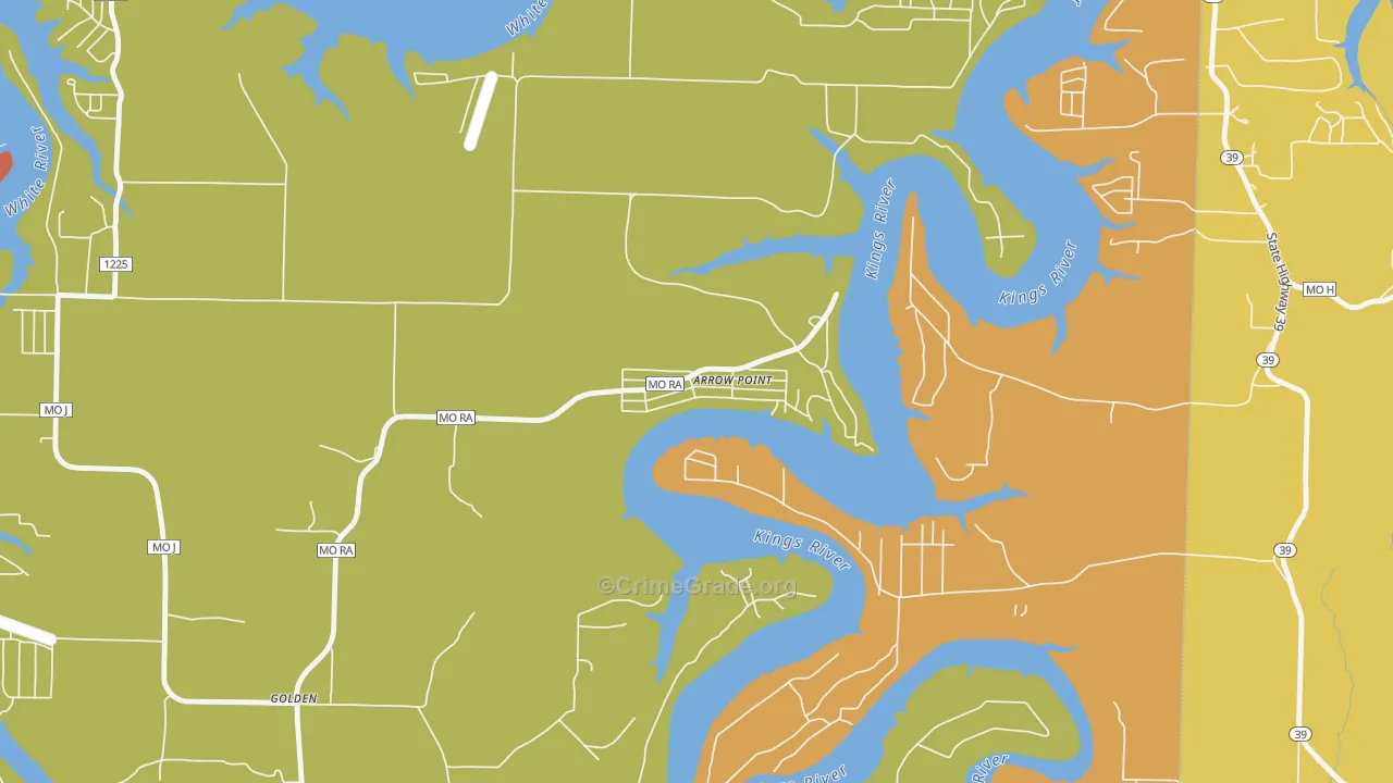 Arrow Point, MO Map of Burglary Rates