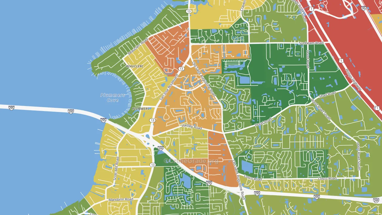 Arrowhead, Jacksonville, FL Map of Burglary Rates