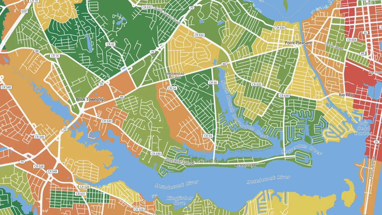 Arrowhead Park, Brick, NJ Map of Burglary Rates