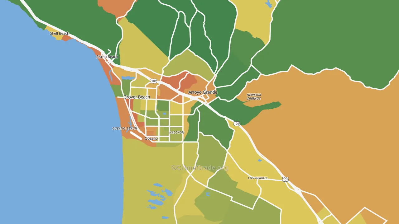 Arroyo Grande, CA Map of Burglary Rates