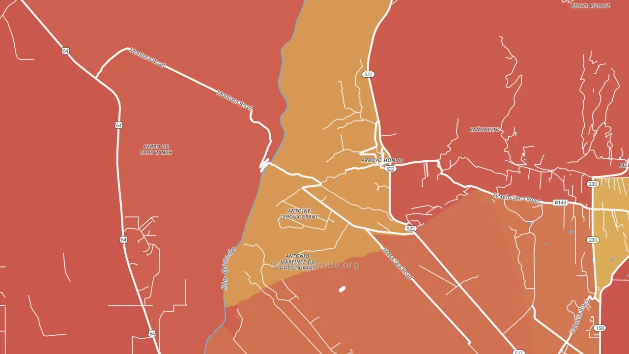 Arroyo Hondo, NM Map of Burglary Rates