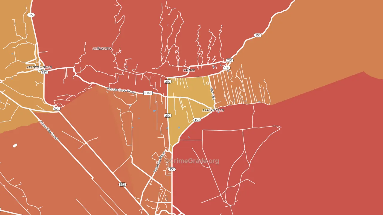 Arroyo Seco, NM Map of Burglary Rates