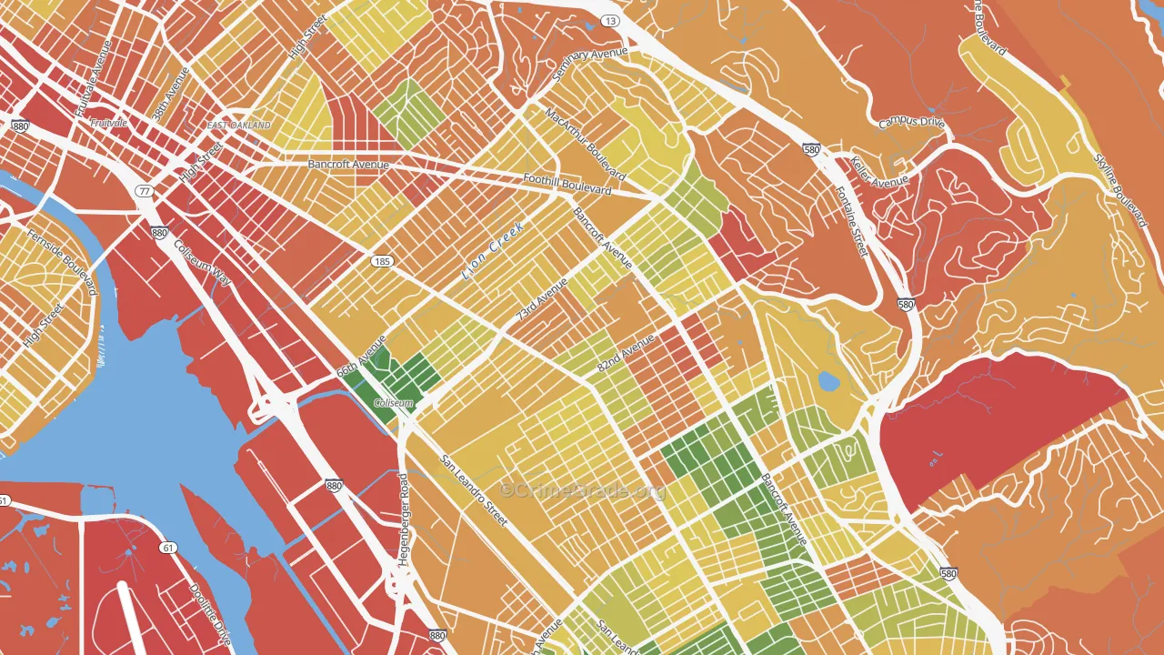 Arroyo Viejo, Oakland, CA Map of Burglary Rates