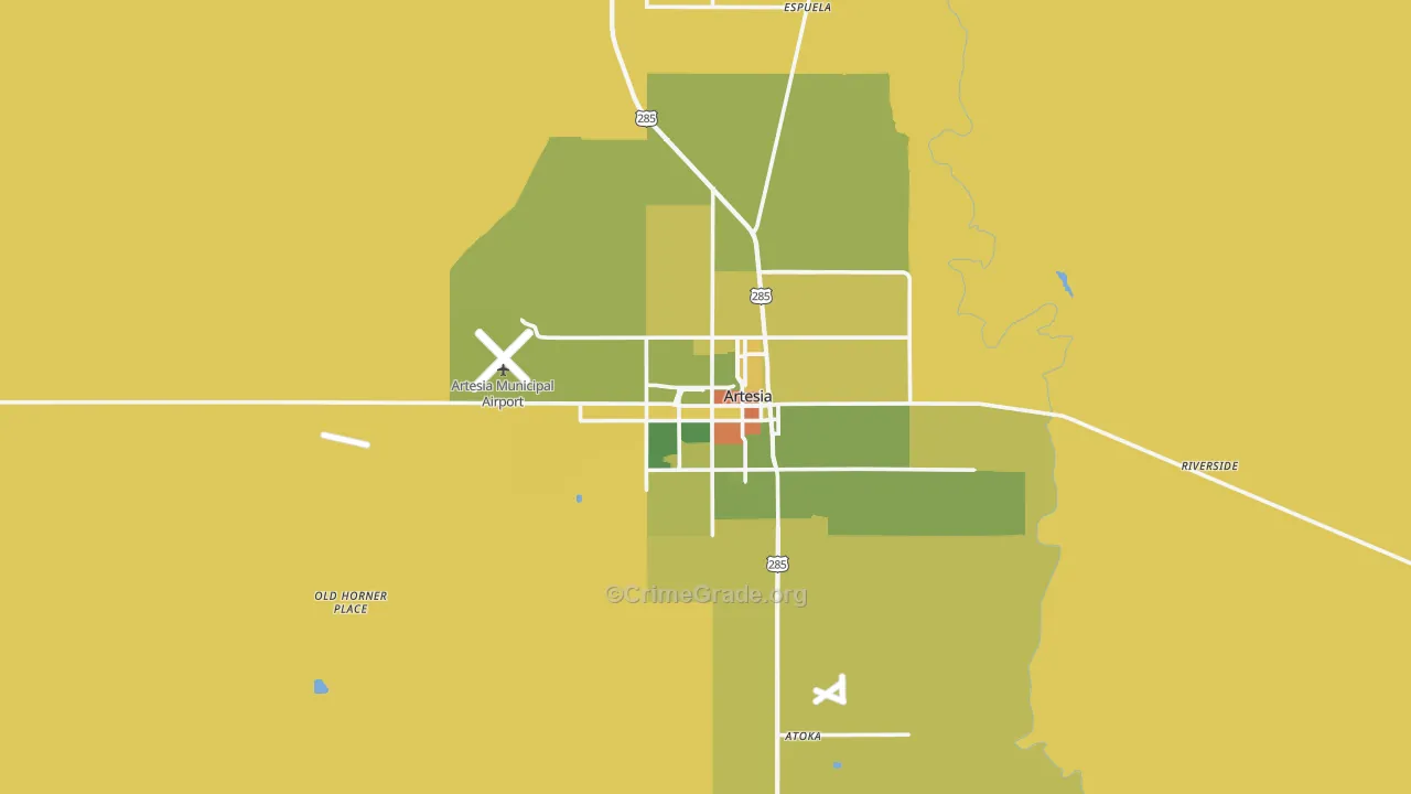 Artesia, NM Map of Burglary Rates