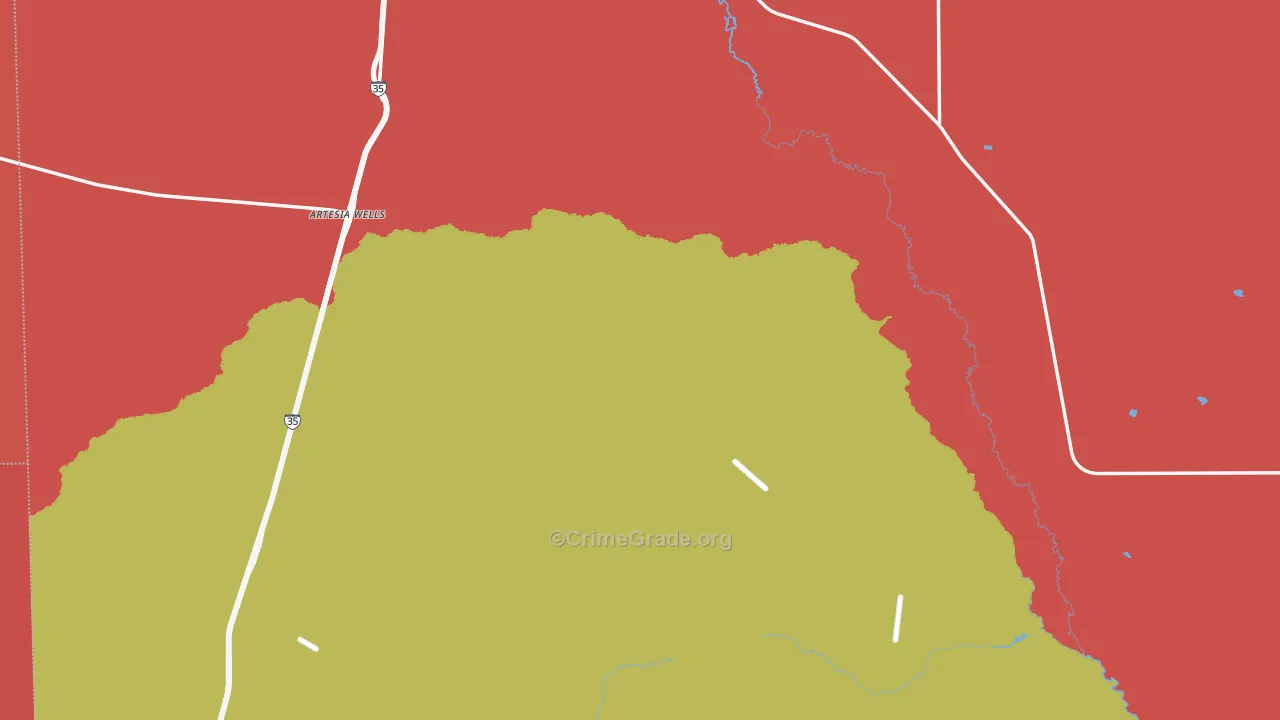 Artesia Wells, TX Map of Burglary Rates