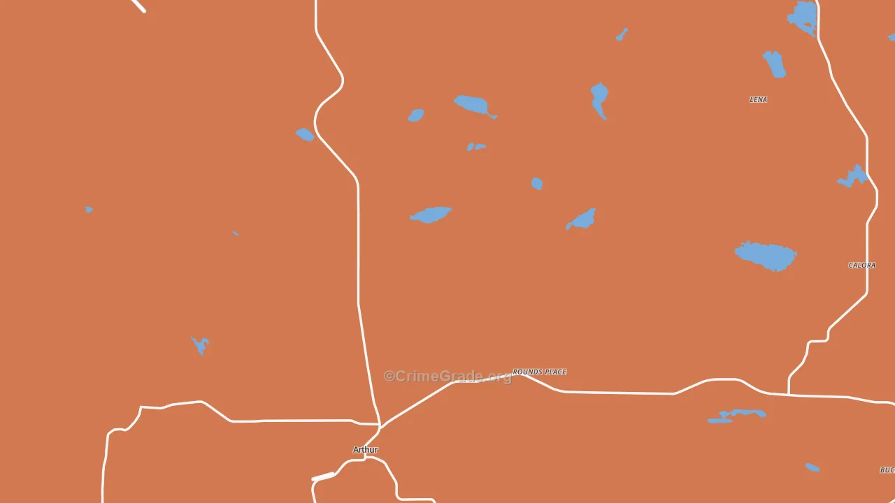 Arthur, NE Map of Burglary Rates