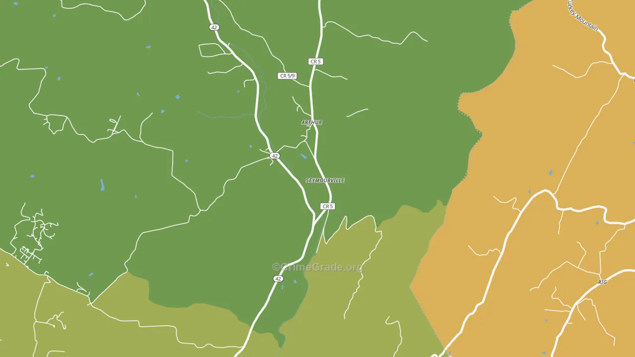 Arthur, WV Map of Burglary Rates