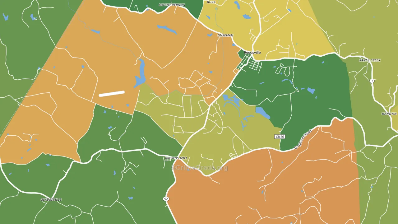 Arthurdale, WV Map of Burglary Rates