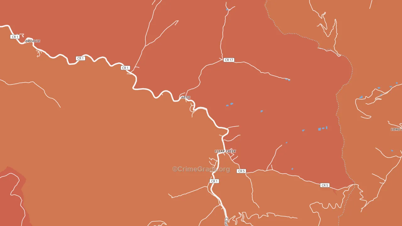 Artie, WV Map of Burglary Rates