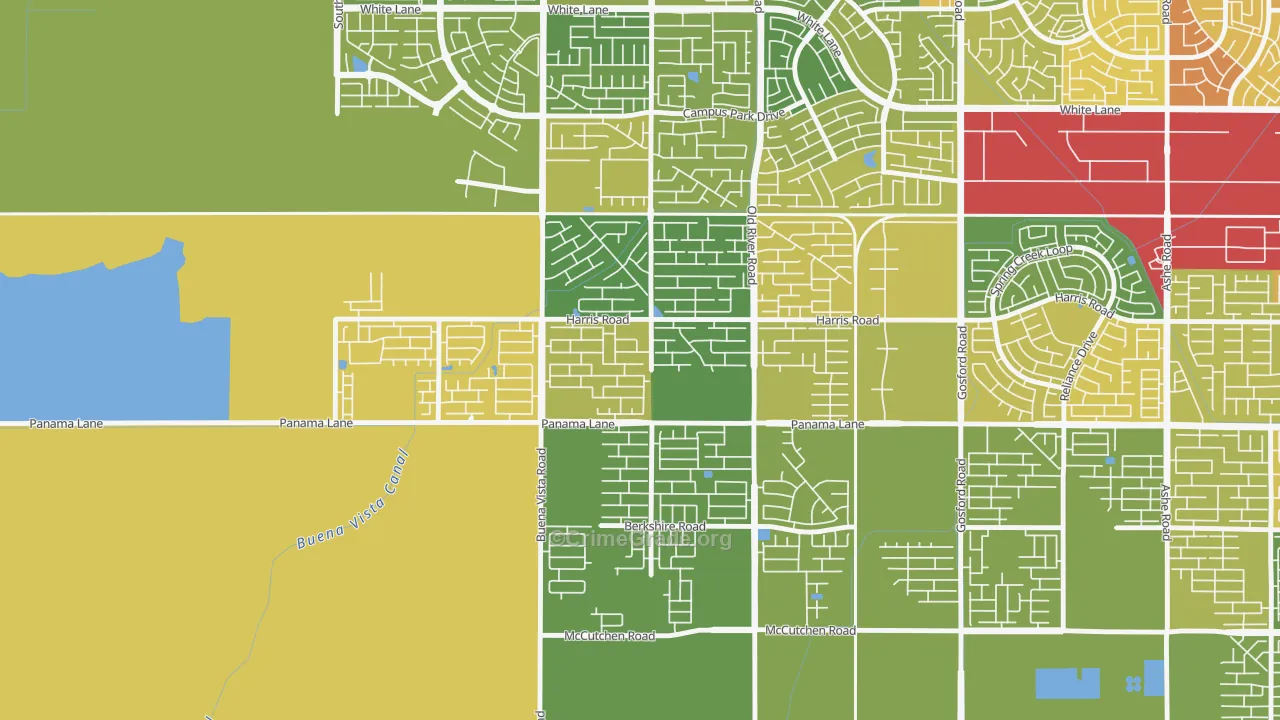 Artisan, Bakersfield, CA Map of Burglary Rates