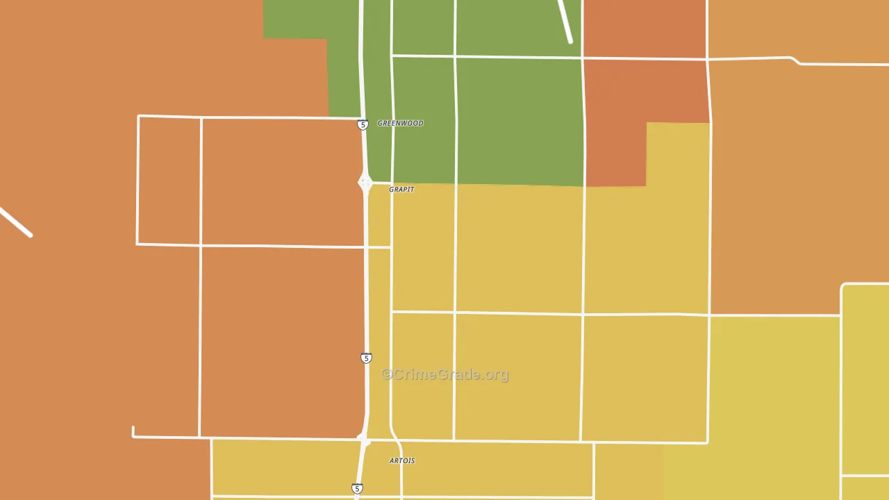 Artois, CA Map of Burglary Rates