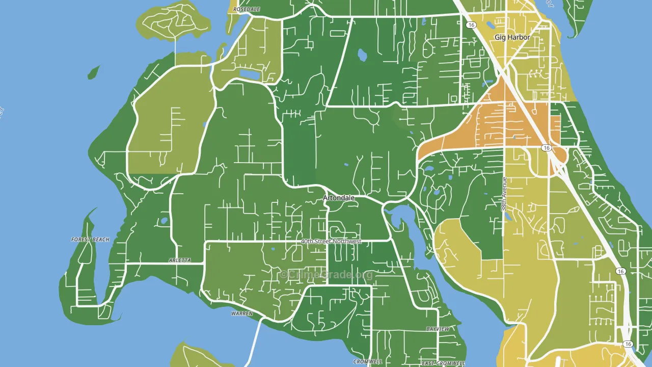 Artondale, WA Map of Burglary Rates