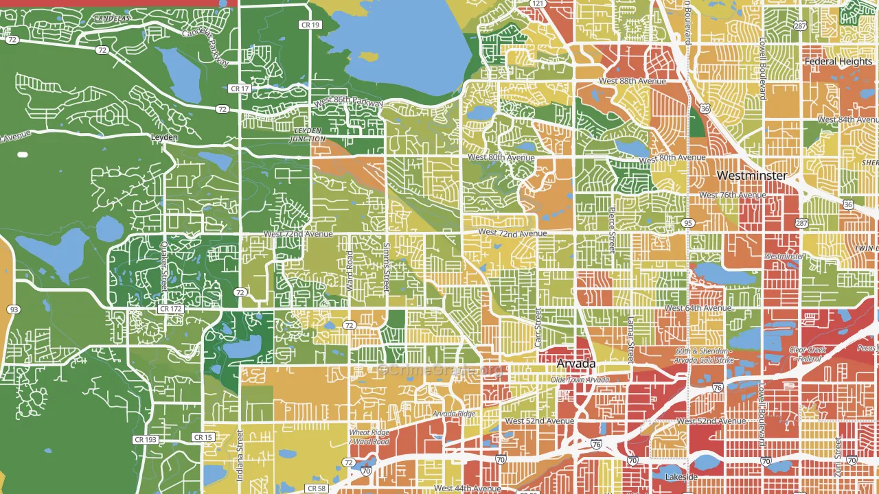 Arvada, CO Map of Burglary Rates
