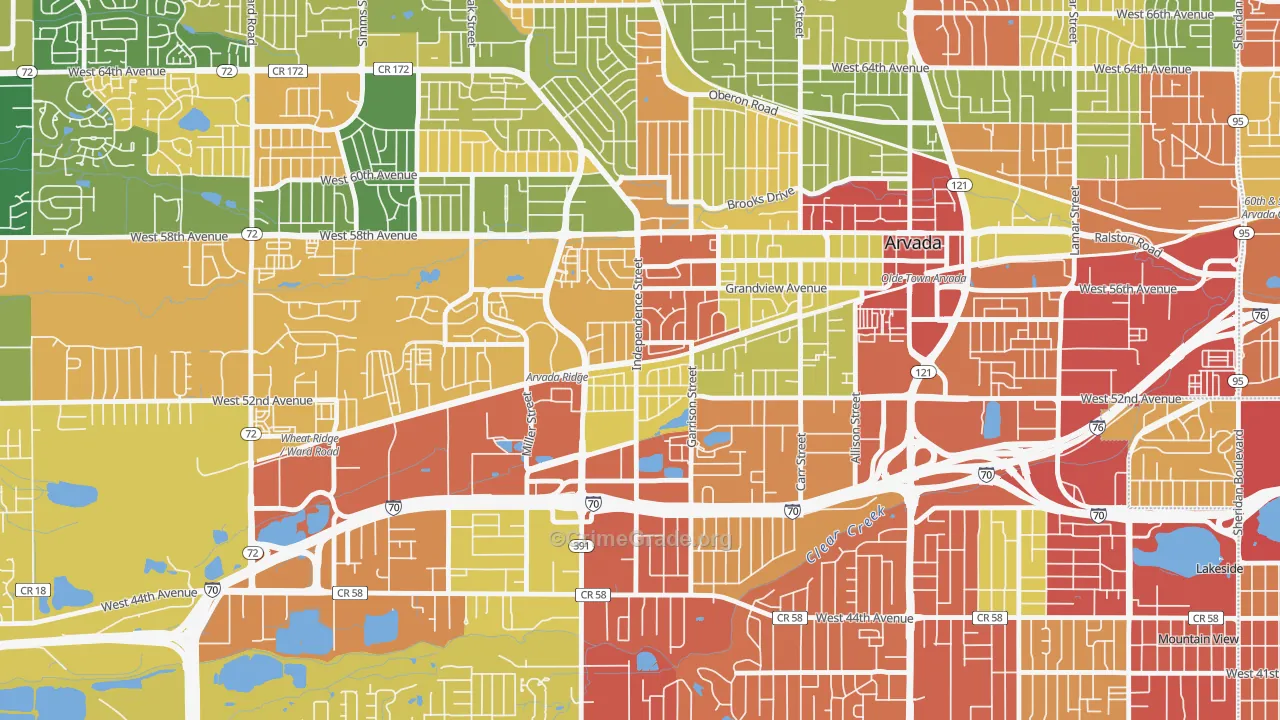 Arvada Plaza Area, Arvada, CO Map of Burglary Rates