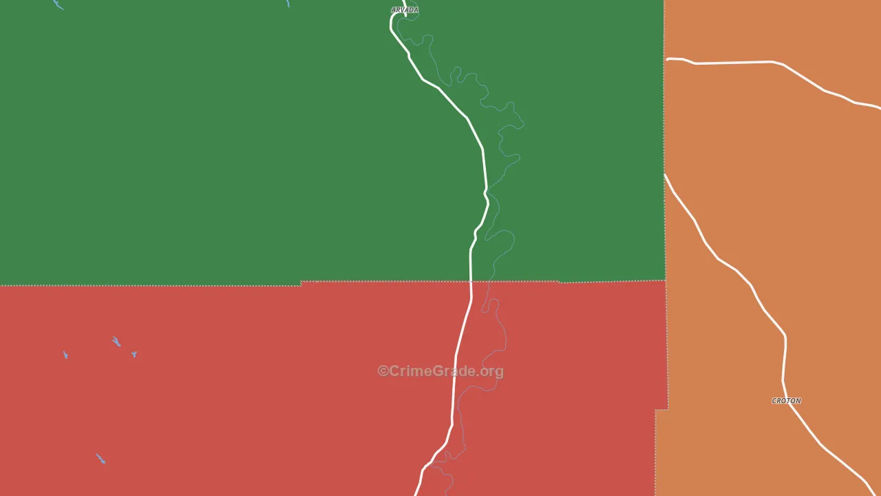 Arvada, WY Map of Burglary Rates