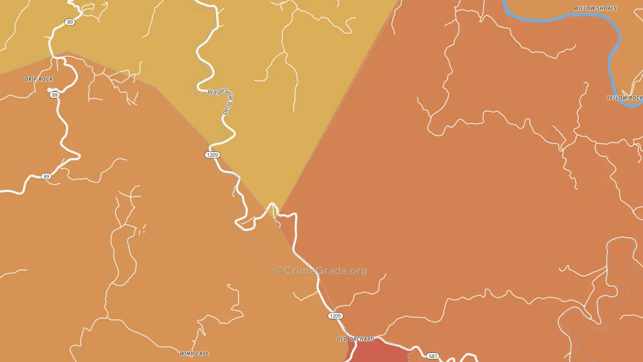 Arvel, KY Map of Burglary Rates