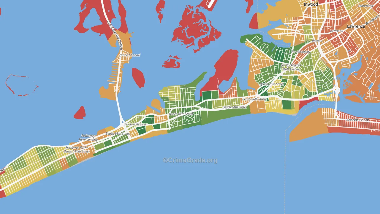 Arverne, Queens, NY Map of Burglary Rates