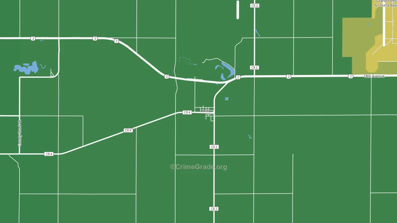 Arvilla, ND Map of Burglary Rates