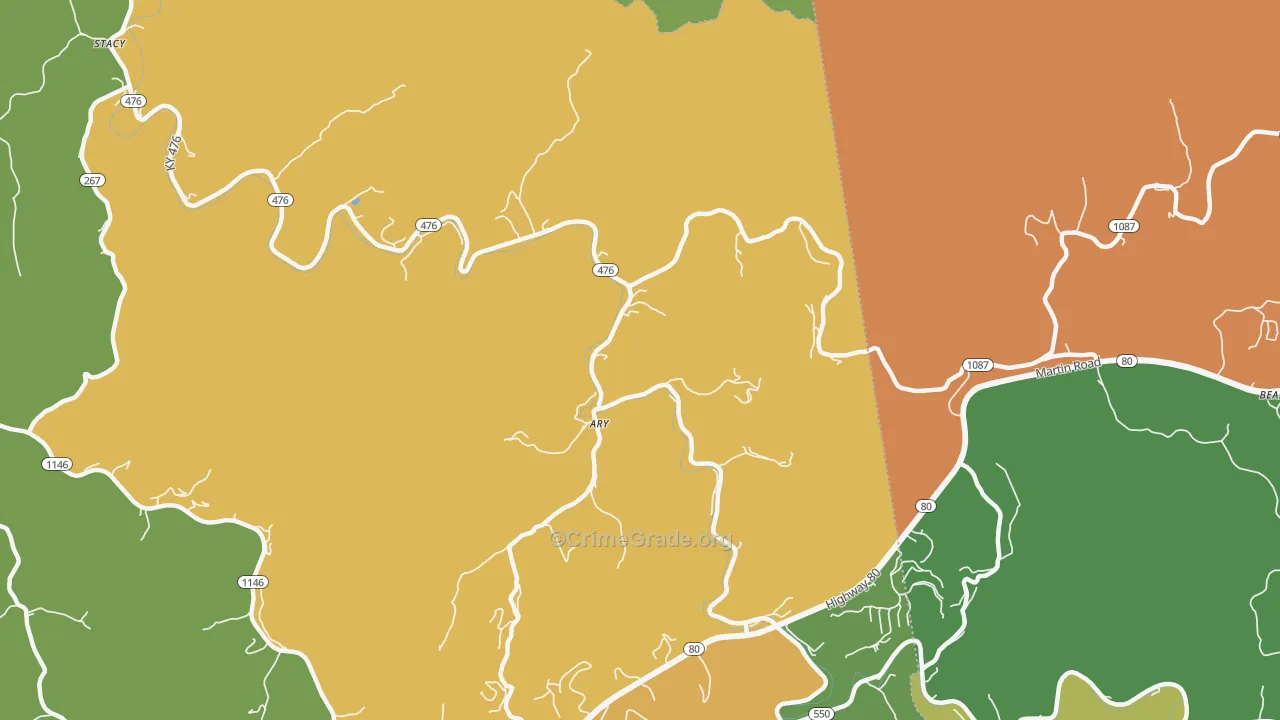 Ary, KY Map of Burglary Rates