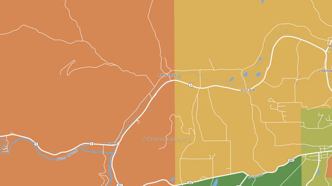 Asaph, PA Map of Burglary Rates