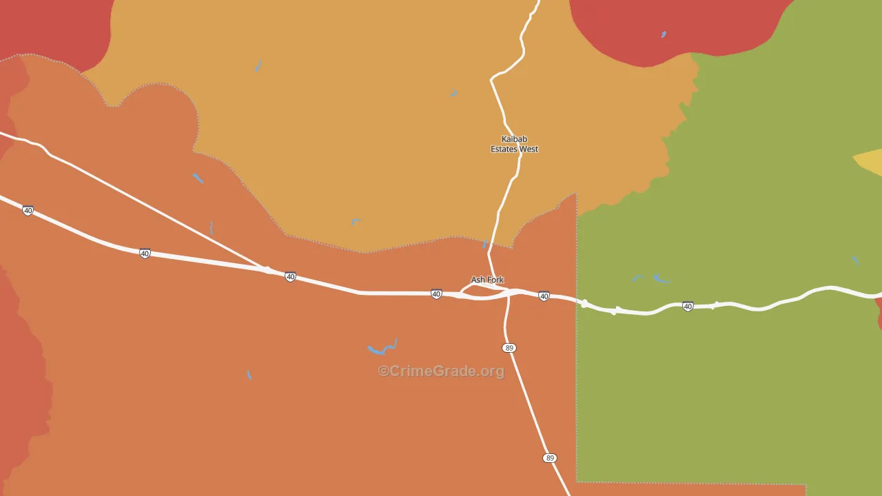 Ash Fork, AZ Map of Burglary Rates