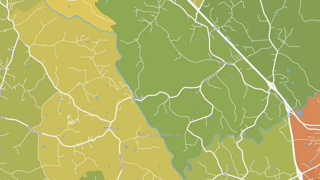 Ash Hill, NC Map of Burglary Rates