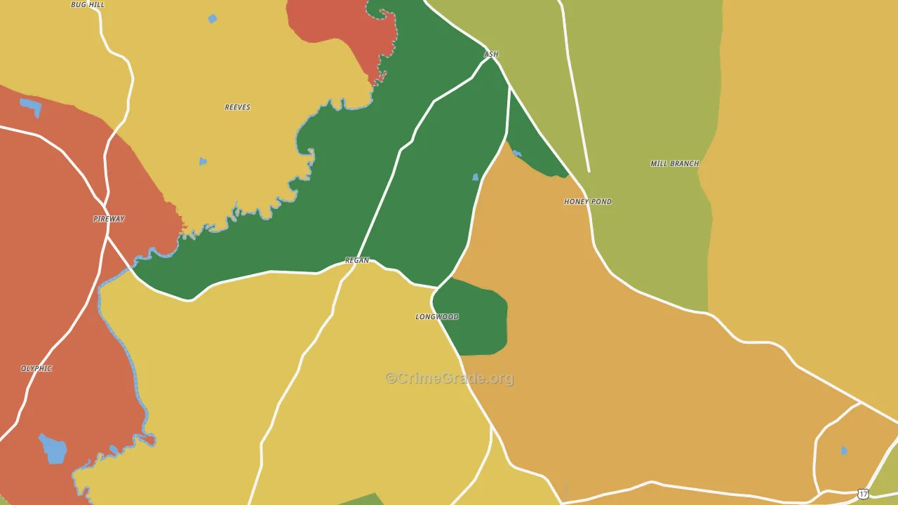 Ash, NC Map of Burglary Rates