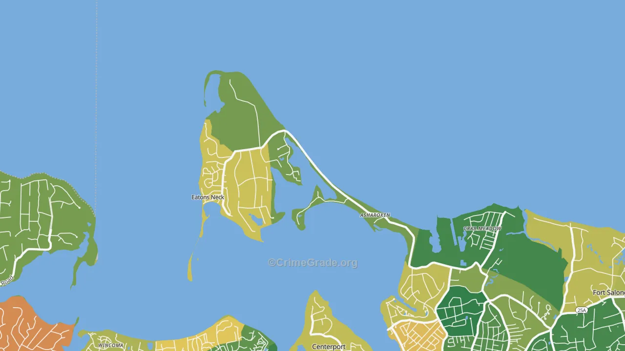 Asharoken, NY Map of Burglary Rates