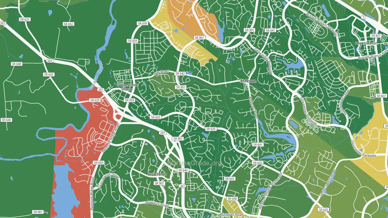 Ashburn Farm, Ashburn, VA Map of Burglary Rates