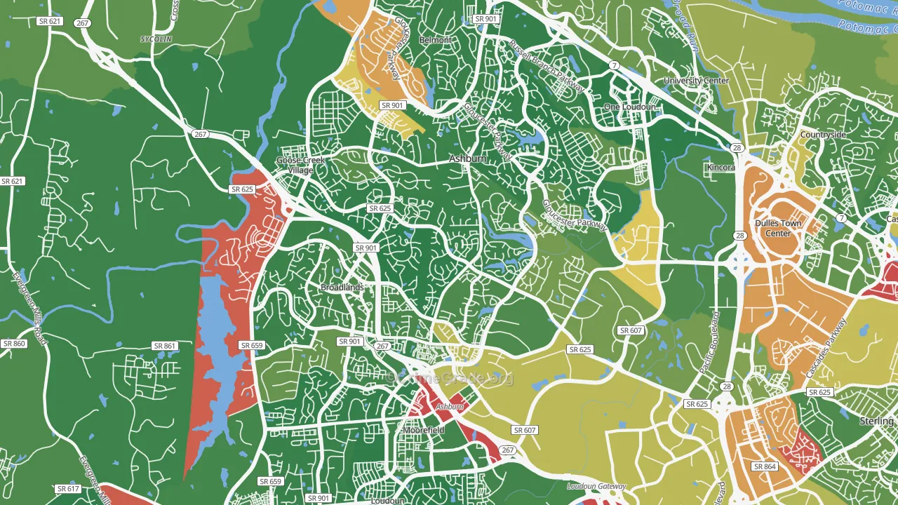 Ashburn, VA Map of Burglary Rates