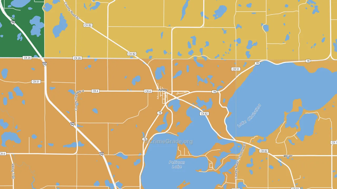 Ashby, MN Map of Burglary Rates