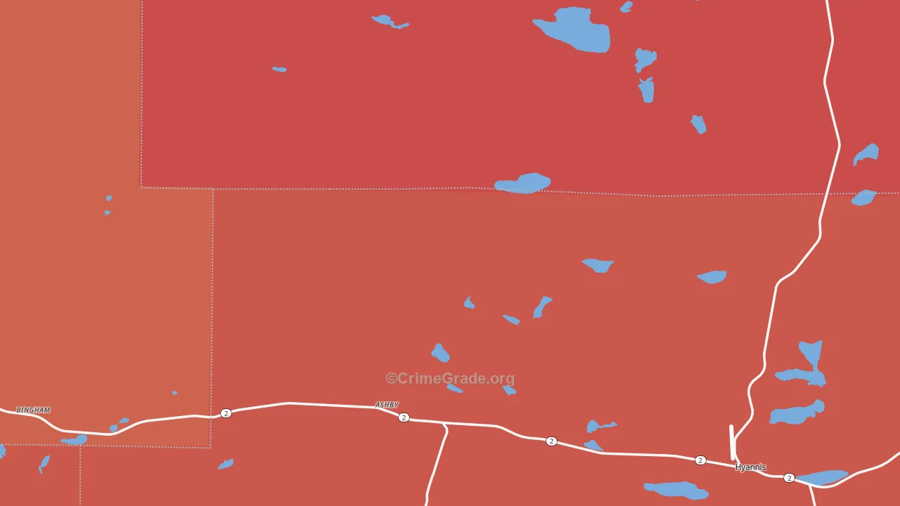 Ashby, NE Map of Burglary Rates