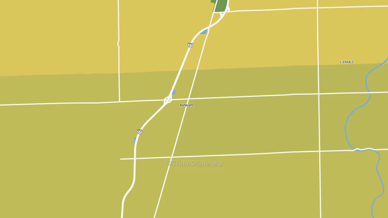 Ashkum, IL Map of Burglary Rates