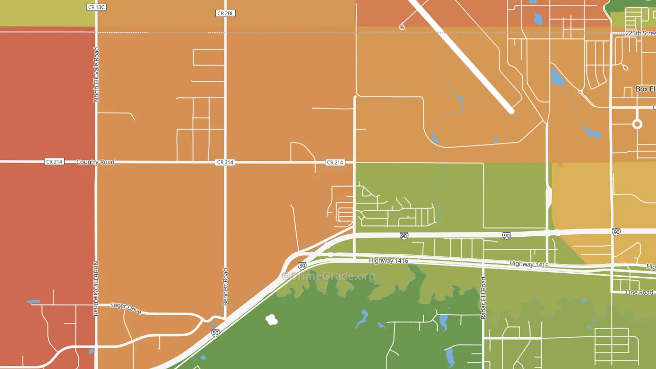 Ashland Heights, SD Map of Burglary Rates