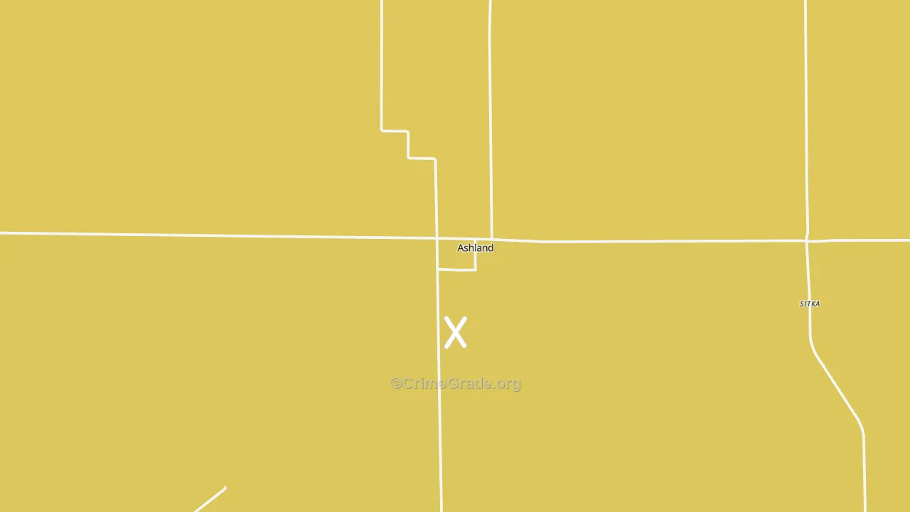 Ashland, KS Map of Burglary Rates