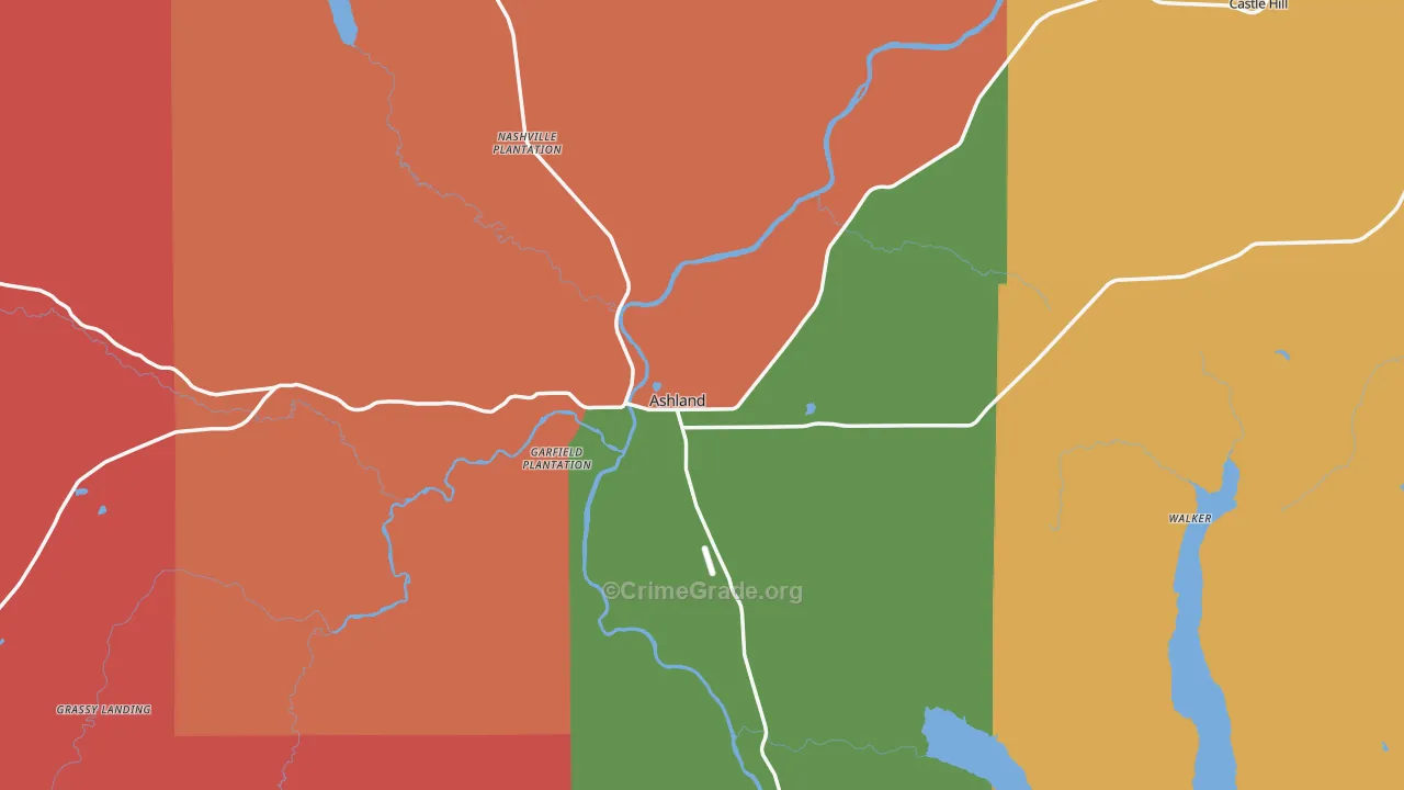 Ashland, ME Map of Burglary Rates