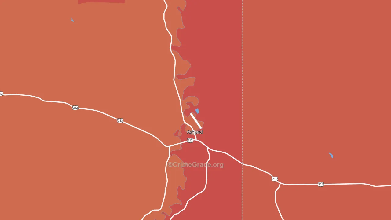 Ashland, MT Map of Burglary Rates