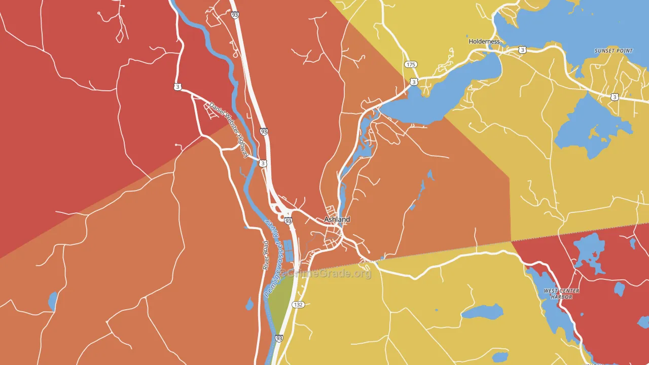 Ashland, NH Map of Burglary Rates